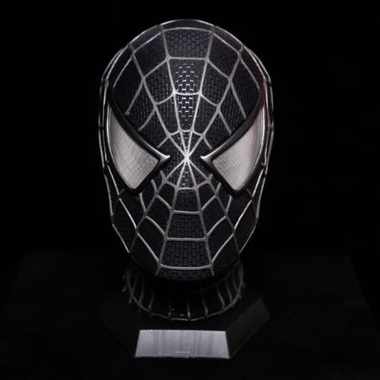 Sam Raimi Spidey Spide3 Venom Mask (Adults) with Face shell & 3D Rubber Web, Wearable Movie Prop Replica